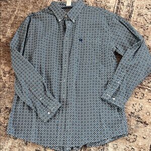Cinch Men's Casual Blue Patterned Shirt